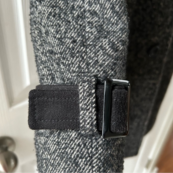 Women's Jacob B & W Bias Stripe Textured Wool Blend Belted Knee-Length C… - Picture 10 of 11